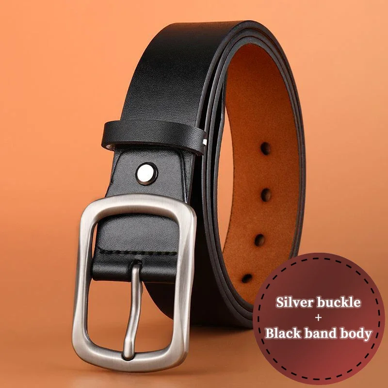 

Belt men's leather needle buckle belt men's new middle-aged youth casual business men's cowhide young people's belt