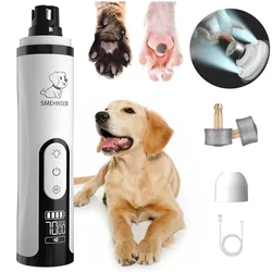 Electric Pet Nail Grinder LED Light Cat Dogs Nail Clippers USB Rechargeable Paws Nail Cutter Grooming Trimmer Dog Supplies