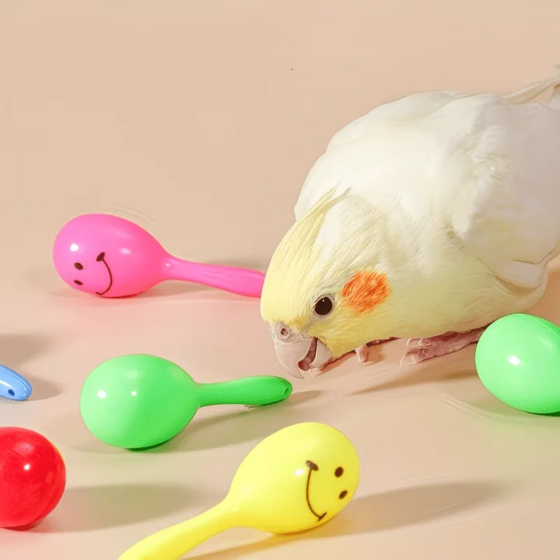 10 Stück Papageien-Kauspielzeug – Papageien-Glockenspielzeug zur Linderung von Langeweile und zur Selbstbeschäftigung, farbenfrohe, fröhliche Löffelbälle – Detail 4