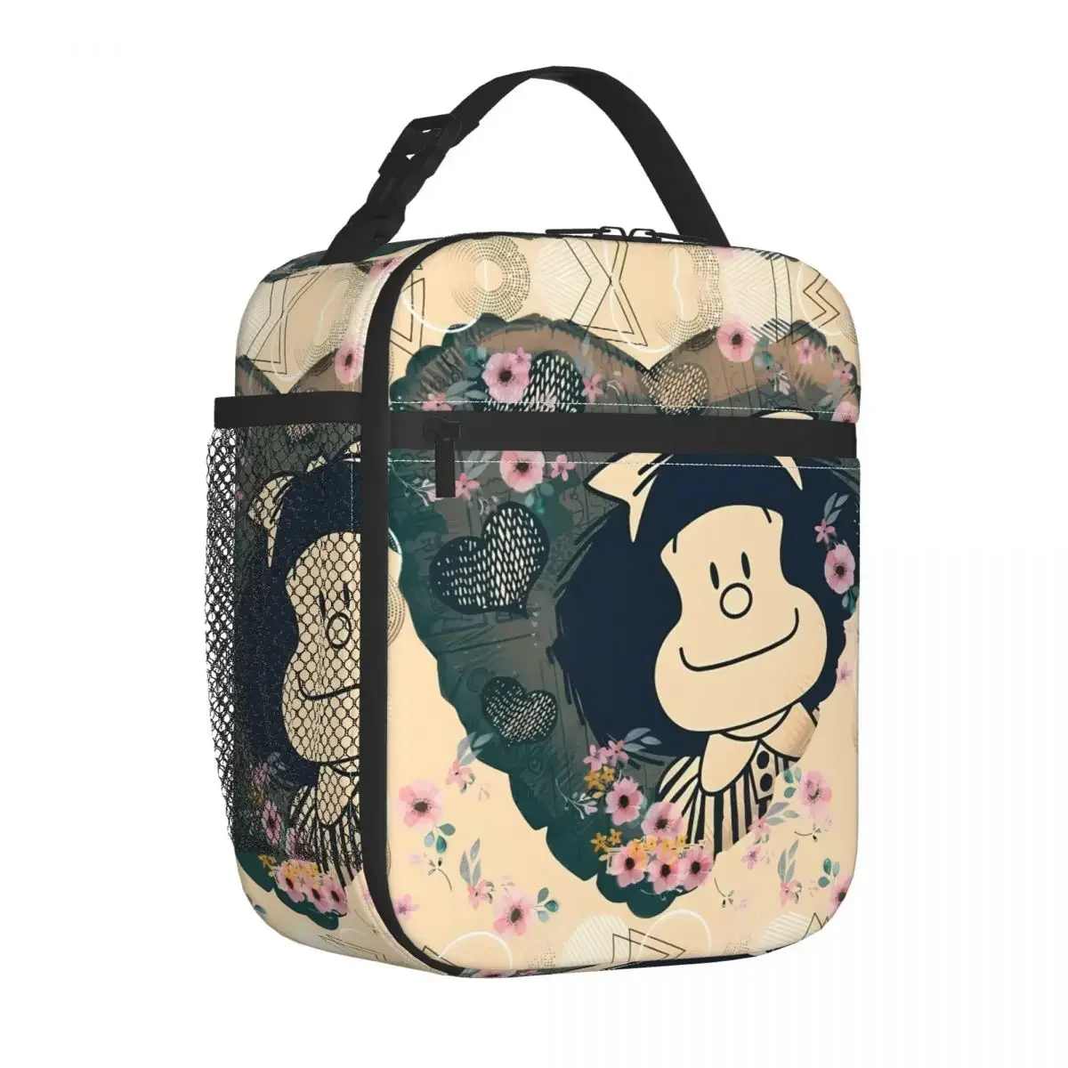 Mafalda Comic Lunch Bag For Student Argentine Cartoon Quino Comic Lunch Box Fun Outdoor Picnic Cooler Bag Oxford Tote Food Bags