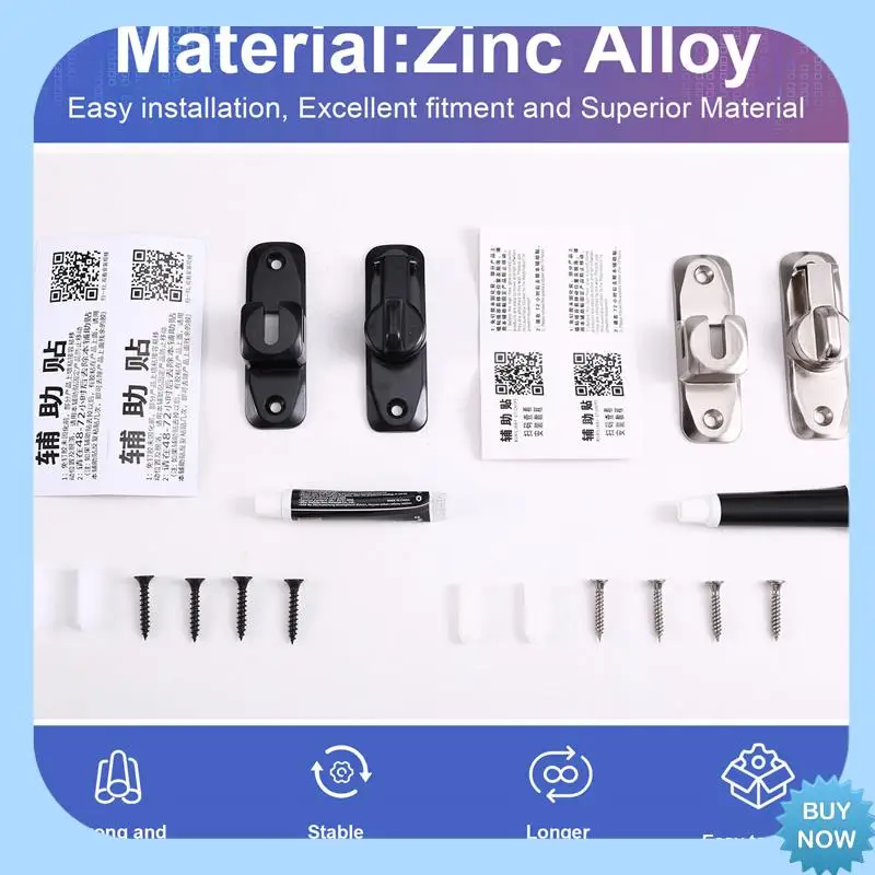 

A47Z 2Set 90/180° Flip Gate Latch Door Lock Anti-Theft Buckle Latch Zinc Alloy Door Latches Window Locks Door Sliding Bolt