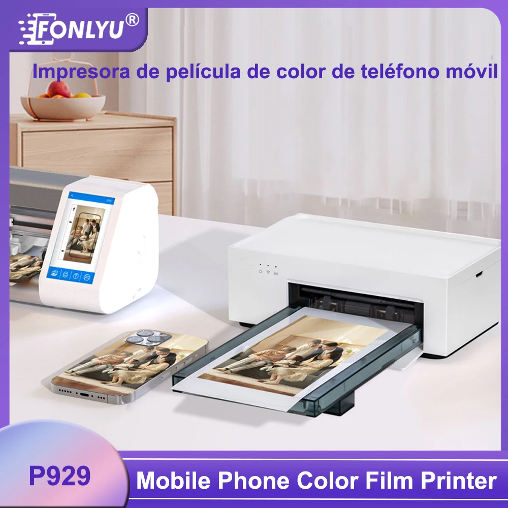 Fonlyu Mini máquina impresora de película en Color para teléfono móvil para cubierta trasera pegatina protectora DIY personalizar impresión de imágenes fotográficas coloridas