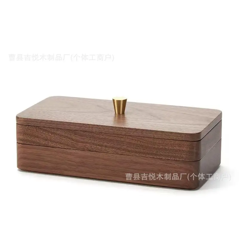 

Black Walnut Wooden Jewelry Box Double-Layer Dust-Proof Anti-Oxidation Storage for Earrings Studs Necklaces High-Grade Delicate