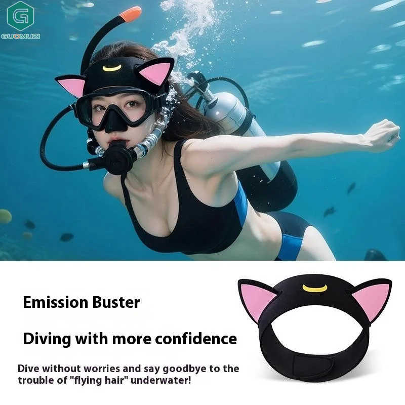 

1 шт., кошачьи уши, 3 мм, неопреновая повязка на голову для дайвинга, 1 шт., регулируемая повязка для волос для дайвинга, мультяшный капюшон для дайвинга, гидрокостюм, капюшон для подводного плавания, серфинга