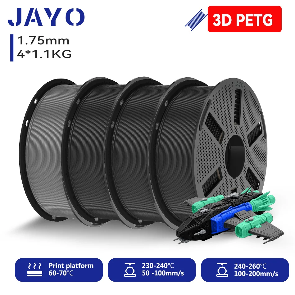 JAYO 4,4KG 3D PETG/PLA/PLA PLUS Druckerfilament 1,75mm 100% Blasenfrei Ungiftig 3D-Druckmaterialien für 3D-Drucker & 3D-Stift