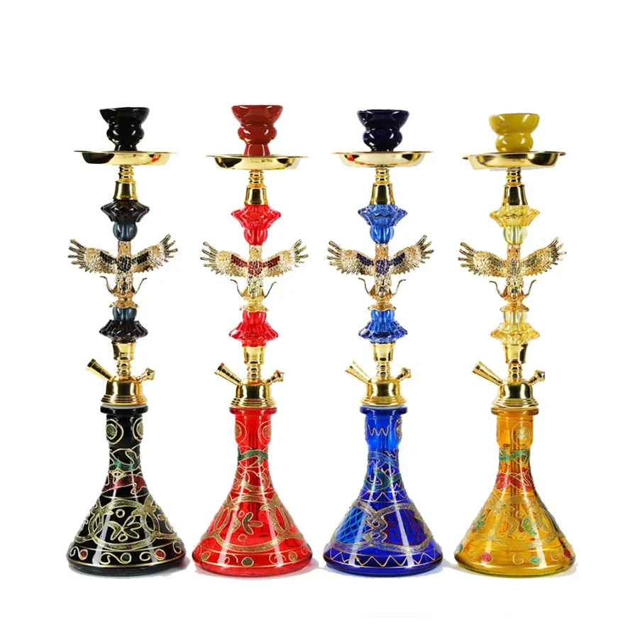 Arab Eagle Style Glass Water Pipe Hookah Set Narguile Shisha Complete Kit with Single Hose Bowl Grass Pipes Smoking Accessories