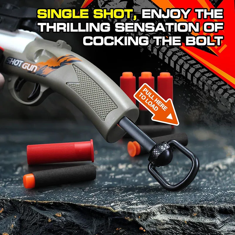 Shell ejeção bala macia arma de brinquedo espuma blaster airsoft espingarda rifle puxar carga blaster com ejeção de câmara aberta