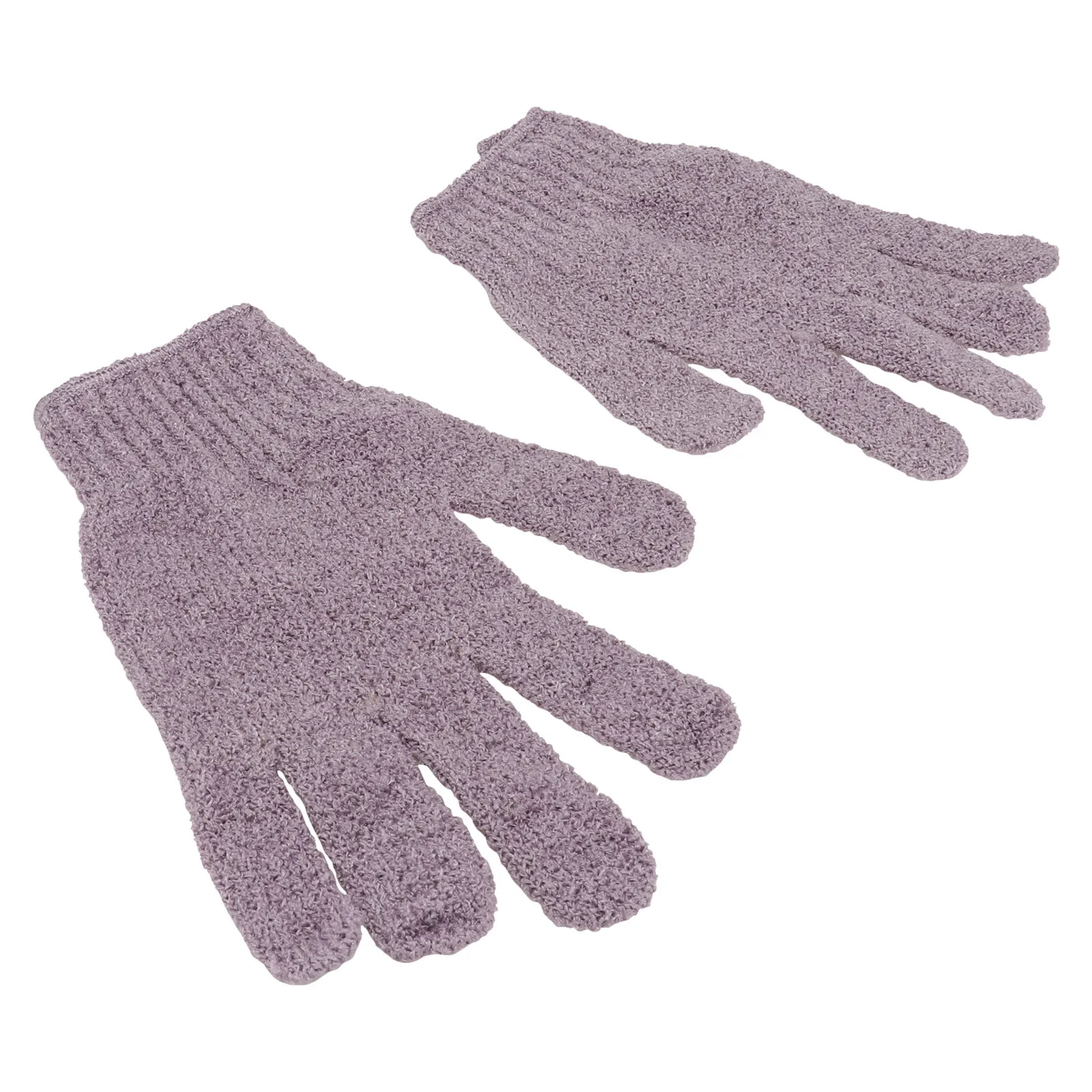 ถุงมือขัดผิวอาบน้ำแบบห้านิ้ว สีม่วง 1 คู่ สำหรับขัดผิวอย่างอ่อนโยน เหมาะสำหรับผู้ชายและผู้หญิง ช่วยทำความสะอาดผิวให้นุ่ม