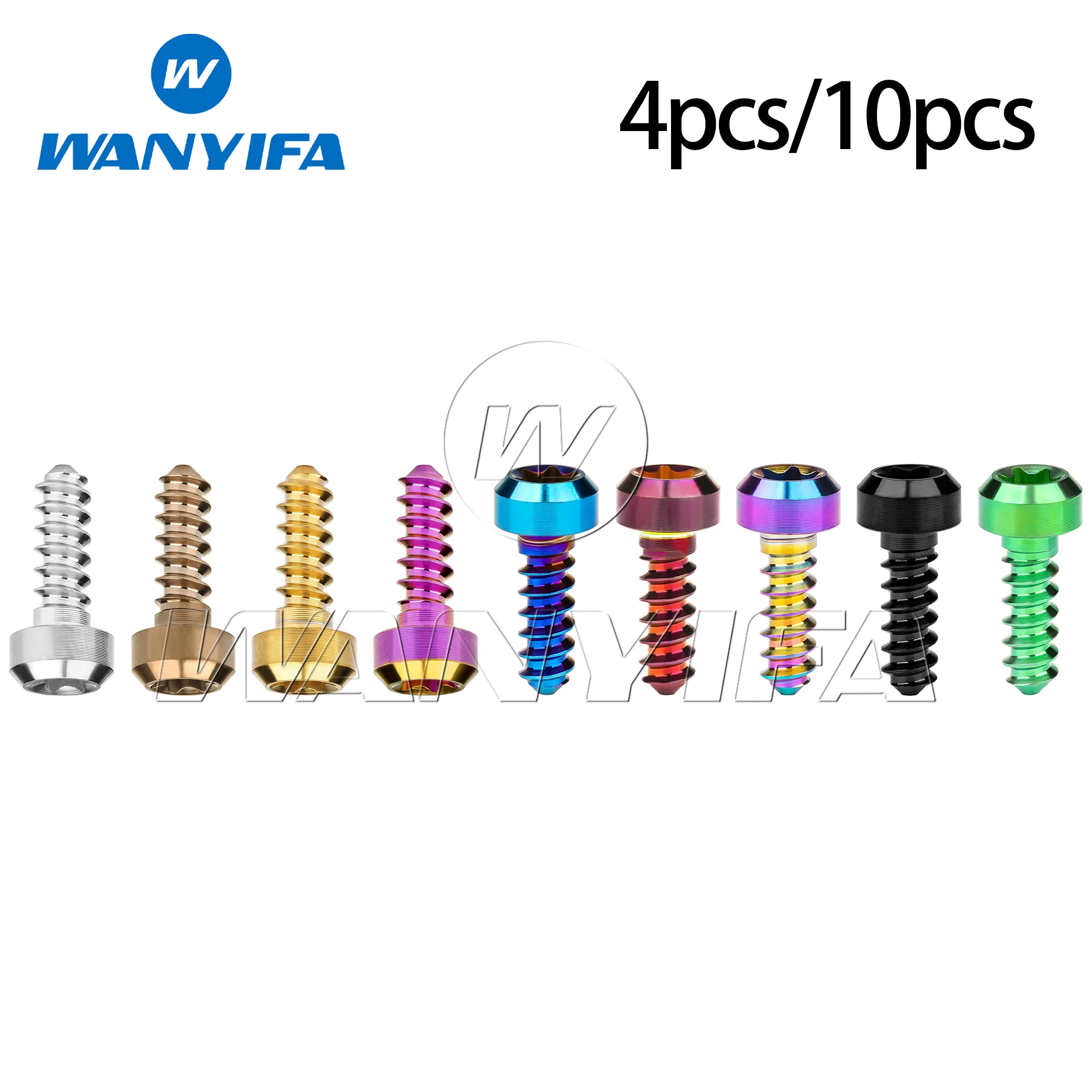 Wanyifa Titanium Alloy Bolt Chamfered Head with Internal Hex Self-Tapping M3x9 Screw for Bicycles and Motorcycles 4pcs/10pcs