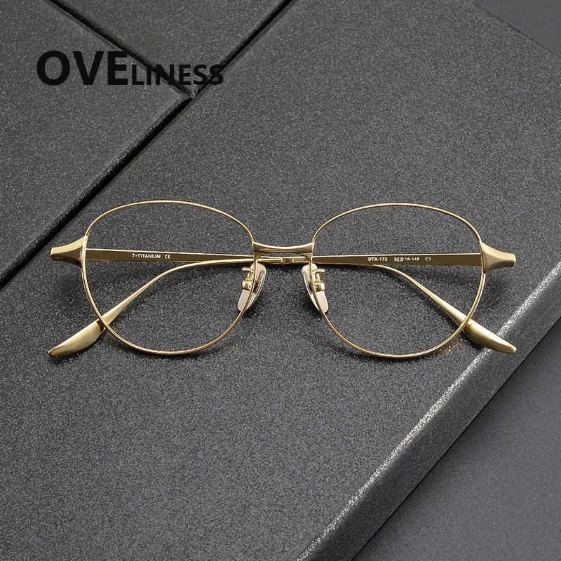 

2027 Vintage Comfortable Eyeglasses frames Fashion Retro Round Pure Titanium Eyewear Luxury Glasses Frame Men Women spectacles