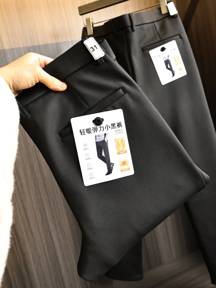 

Теплые повседневные мужские прямые брюки с эластичной подкладкой, легкие осенне-зимние деловые повседневные брюки Bla