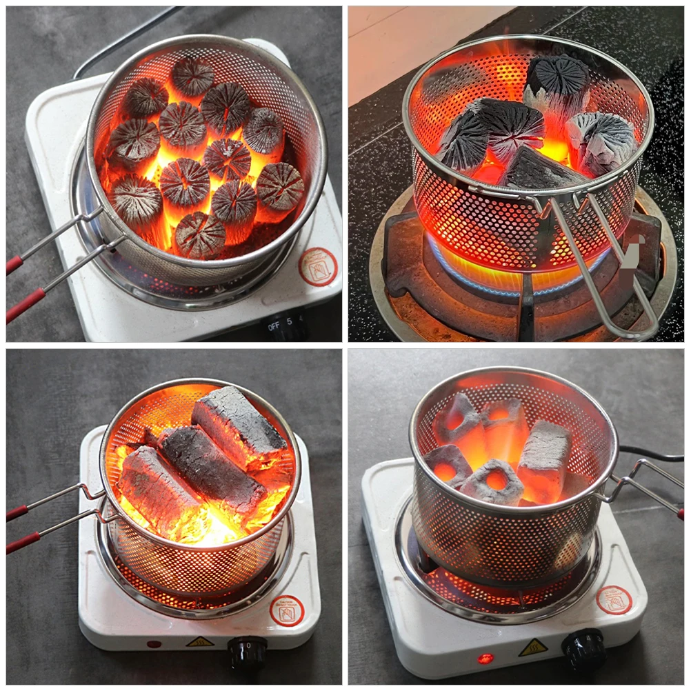 

Portable Charcoal Burner For Bbq Camping Grill Fast Lighting Even Heat Distribution Stainless Steel Indoor Outdoor Barbecue Tool
