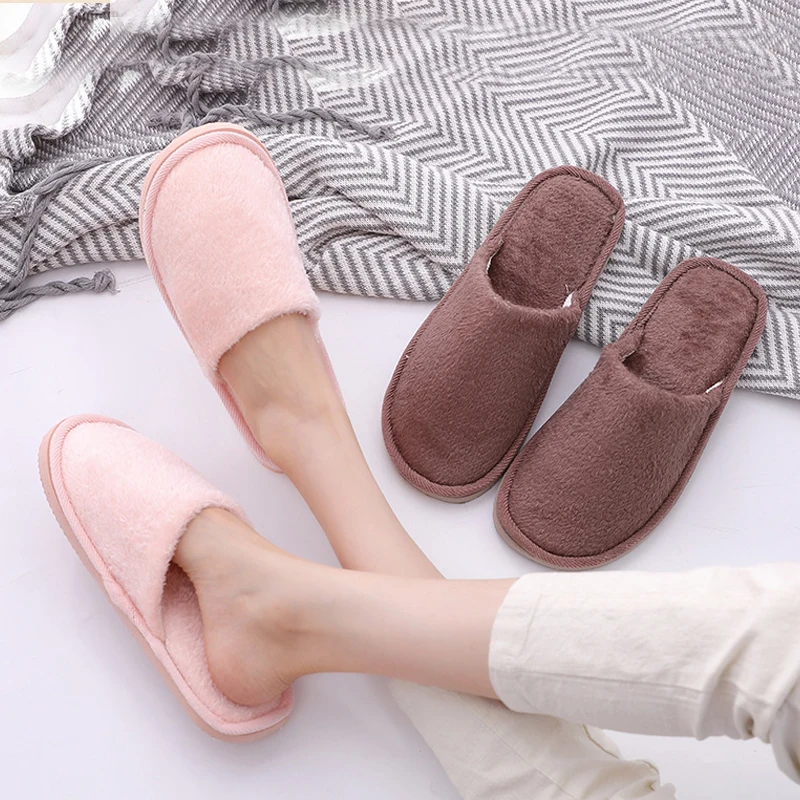 Soft Plush Slippers Shoes Autumn Winter Couple Unisex Non-Slip Floor Indoor Home Furry Slippers Women Shoes for Bedroom Slides