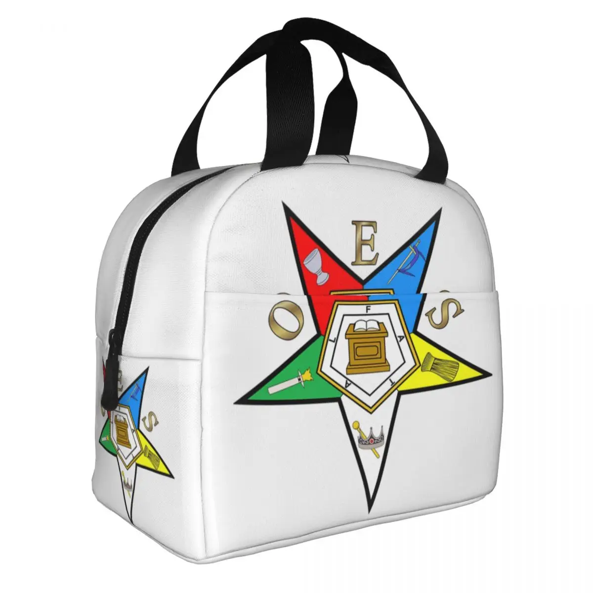 Order of the Eastern Star OES Cartoon Tote Thermal Lunch Box Bag Aluminum Foil Insulated Portable Bento Storage for Office Stude