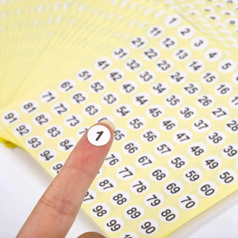 400 Sheets Number Labels Stickers 1-100 Numbers Round Stickers 0.4 Inch Small Self-Adhesive Number Labels For Office