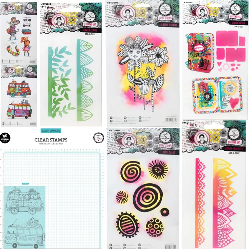 Bookworm Busses Flowers Leaves Signature Primitives Metal Cutting Dies Stamp Diary Decorate Embossing Diy Greeting Card 2024 New
