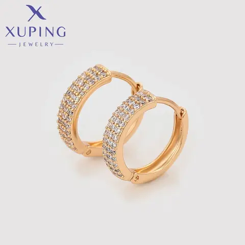 Xuping Jewelry Nya Moderiktiga Cirkulära Örhängen i Guldfärg för Kvinnor, Skolflickor, Gåva 14E2531006 6 best sales Xuping smycken i rostfritt stål - №5