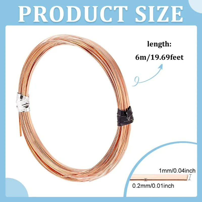 39 Ft Flat Copper Wire, 1mm Wide Jewellery Making Wire, Copper Jewellery Wire, Flat Copper Wire for DIY Jewellery Cladding Flat