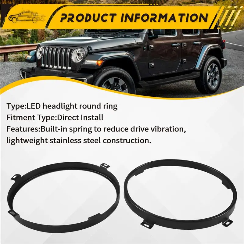 A13F-2Pcs ل جيب رانجلر Jk Tj 07-17 7 بوصة Led المصباح حلقة مستديرة تصاعد قوس لحاملي مصباح تصاعد المصباح #4