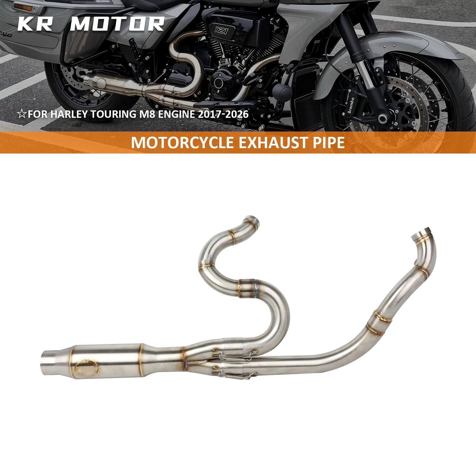 

Motorcycle Full Exhaust Pipe Exhaust System Muffler Stainless Steel Fits For Harley Touring M8 Engine Modle 2017-2026