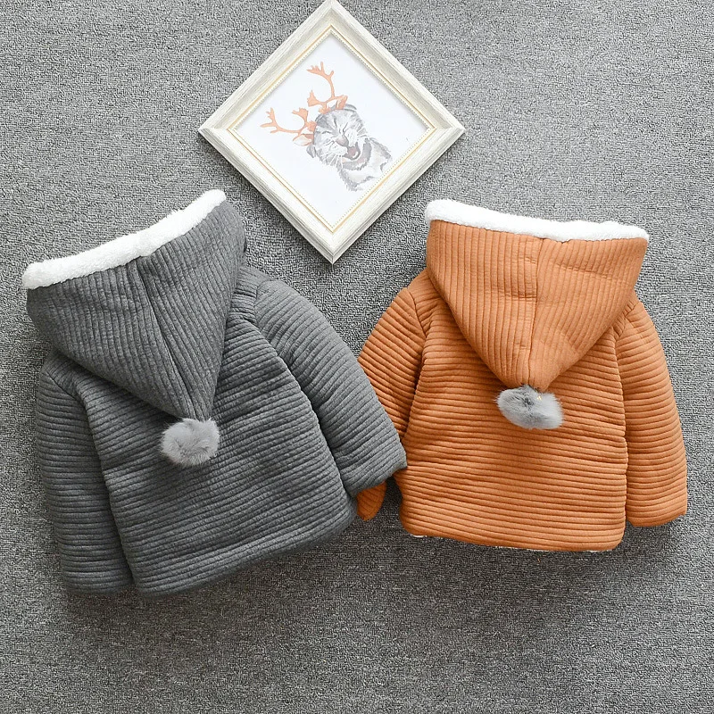 2pcs Children Cotton Coat Winter Hooded Warm Fleece Girls Boys Costume Suit Korean Style Baby Jacket Infant Kids Clothes Set