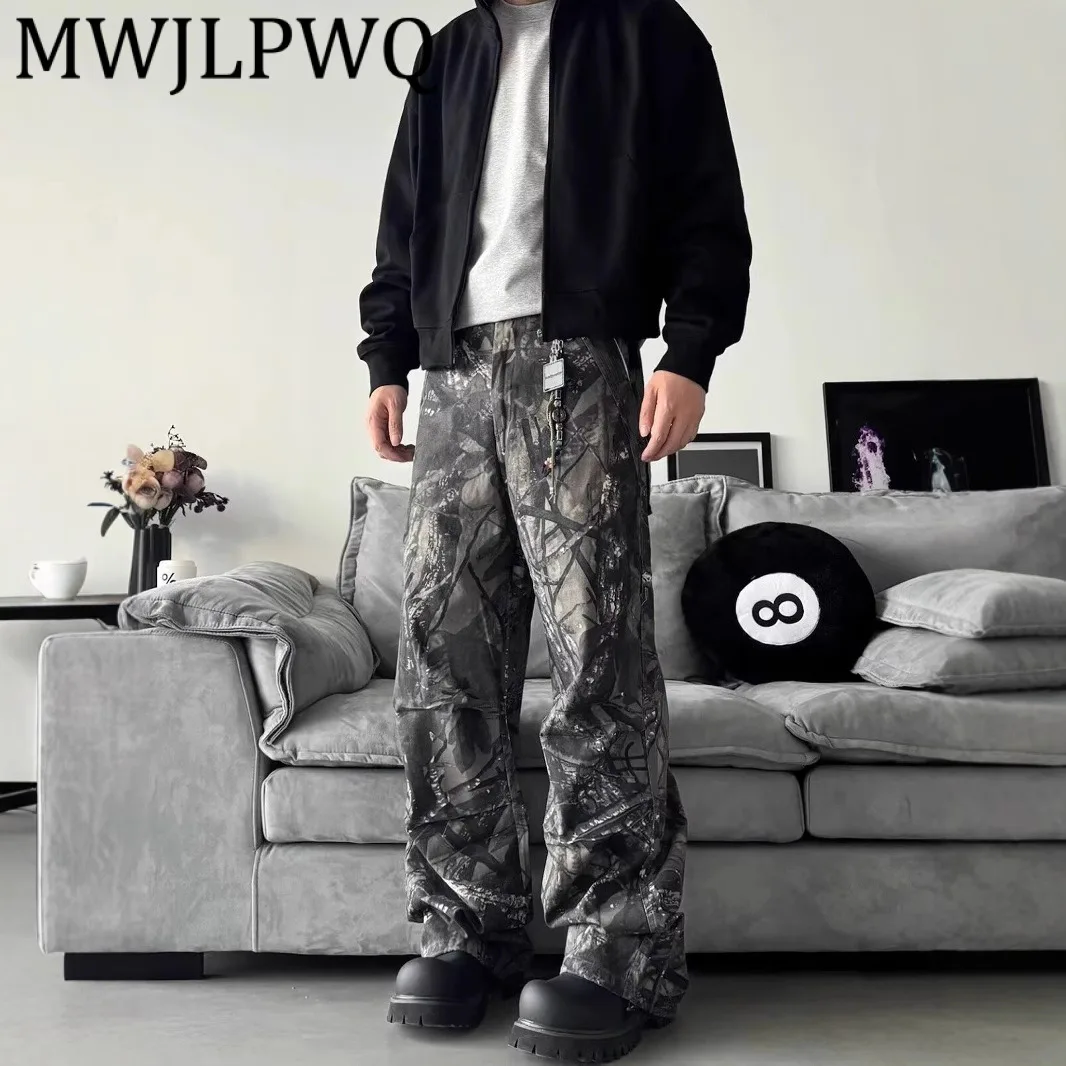 

MWJLPWQ Американские камуфляжные прямые брюки мужские High Street унисекс модные брюки-карго Cleanfit универсальный повседневный низ 11961
