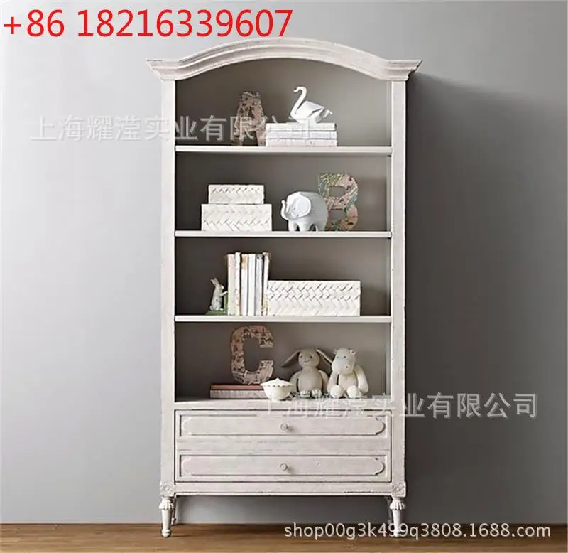YAO American solid wood custom furniture retro old log engraved two draw bookcase bookshelf display