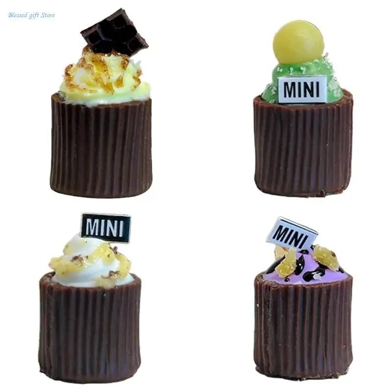 Acessório pequeno com tema chocolate para embalagens cupcake resina resistente para casas bonecas, cozinhas para