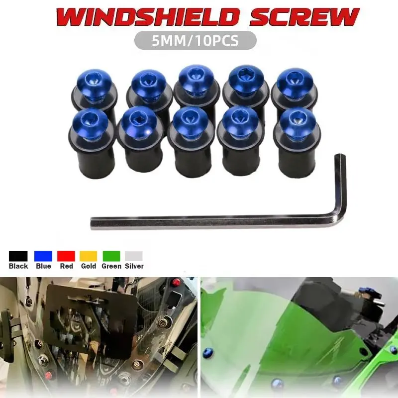 For YAMAHA MT-01 MT-03 MT-07 FZ-07 MT-09 FZ-09 MT09 Tracer MT-10 MT-25 M5 5mm 10PCS Motorcycle Windscreen Windshield Screw Bolts
