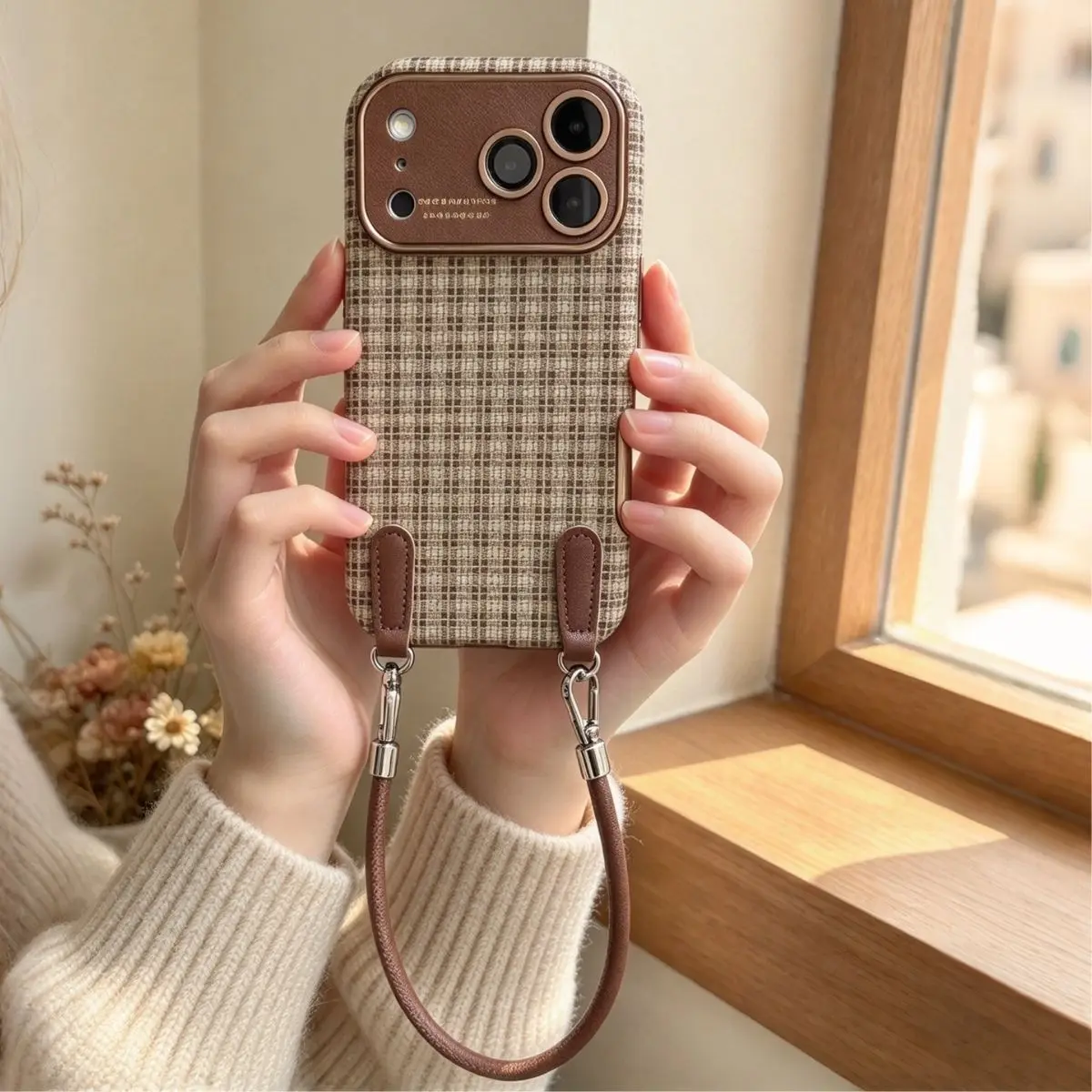 18 Pro Case Vintage Plaid With Wrist Strap Protective Cover For iPhone 18 Pro Max 17 Pro 16 15 13 14 Samsung S24 Ultra S25U