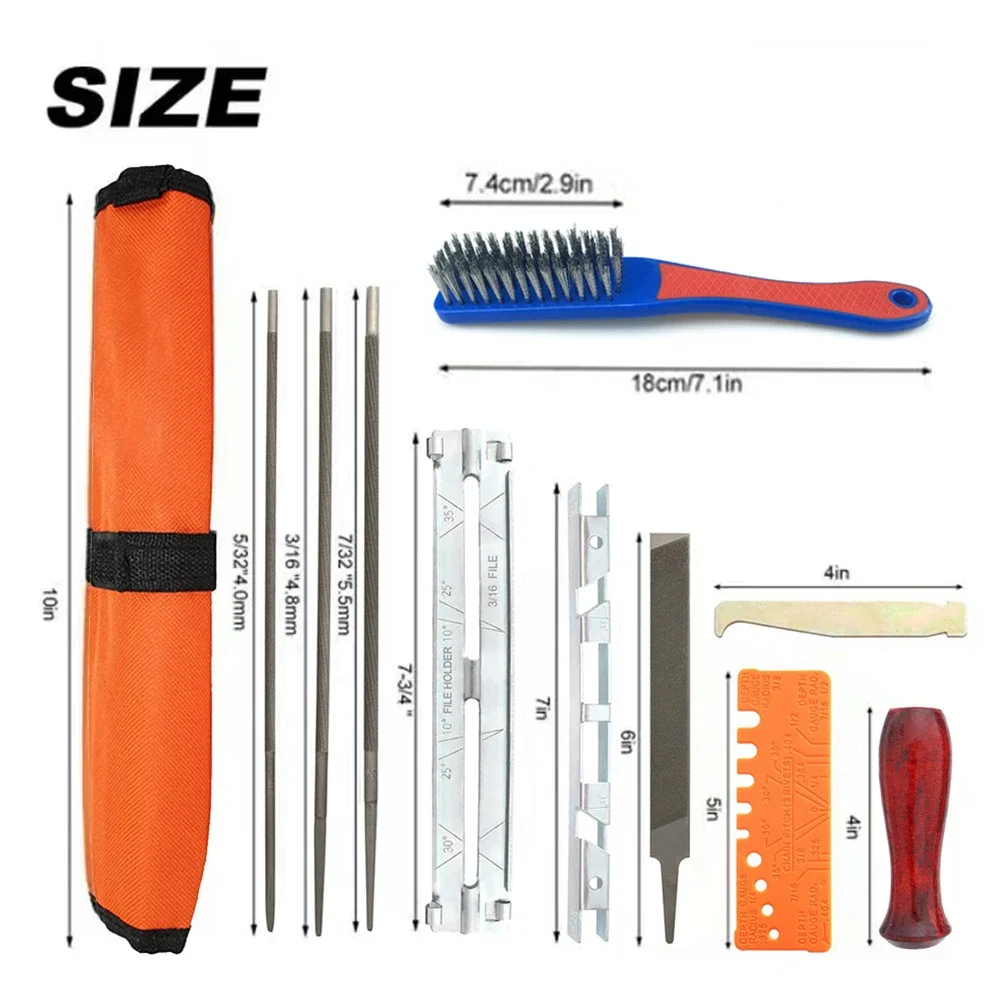 Chainsaw Chain Grinding Kit Professional Chainsaw Sharpener Set with Bag Round/Flat File Sharpener Tools for Woodworking