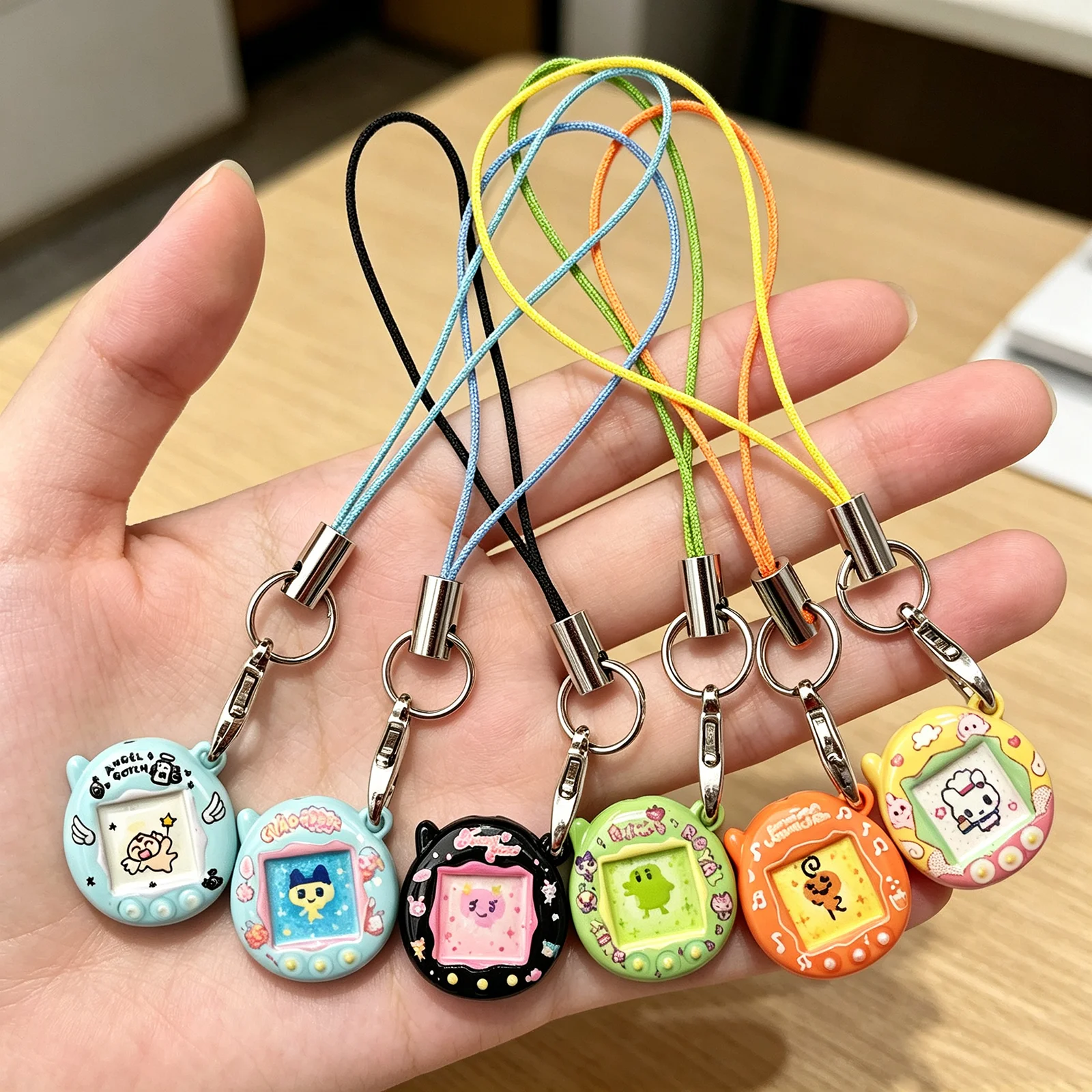 Cute Cartoon Tamagotchi Metal Pendant Anime Cartoon Charm Hand‑Made Mini Pendant Bag Backpack Keychain Jewelry Accessory Gifts