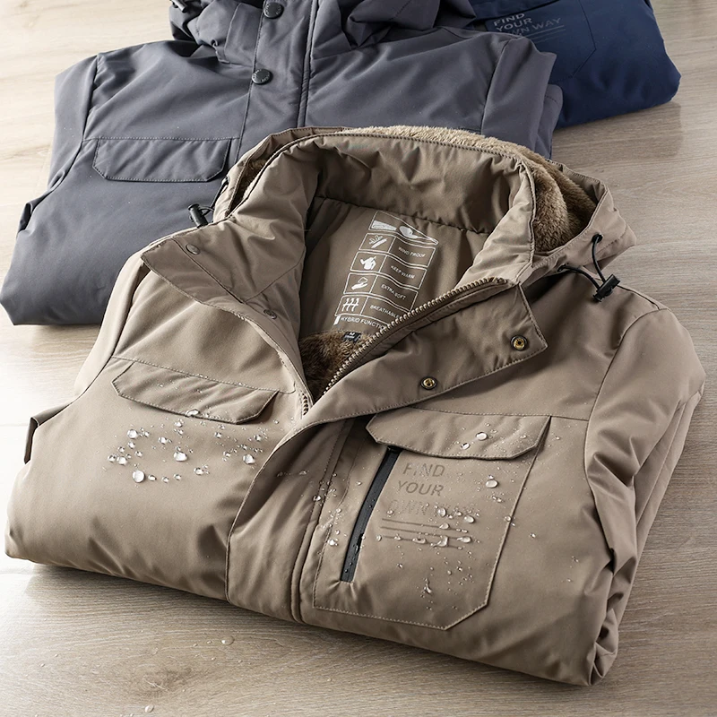 

Мужская утепленная куртка из искусственного овечьего вельвета, ветрозащитная, водонепроницаемая, хлопковая, теплая, модная, городская, повседневная, на молнии