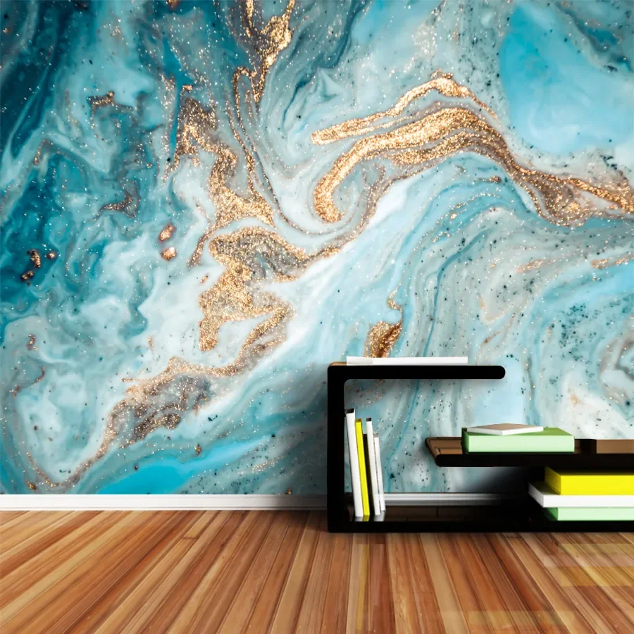 Custom Peel and Stick Wallpaper Accept for Bedroom Walls Contact Wall Papers Home Decor Blue Marble living room decoration Mural