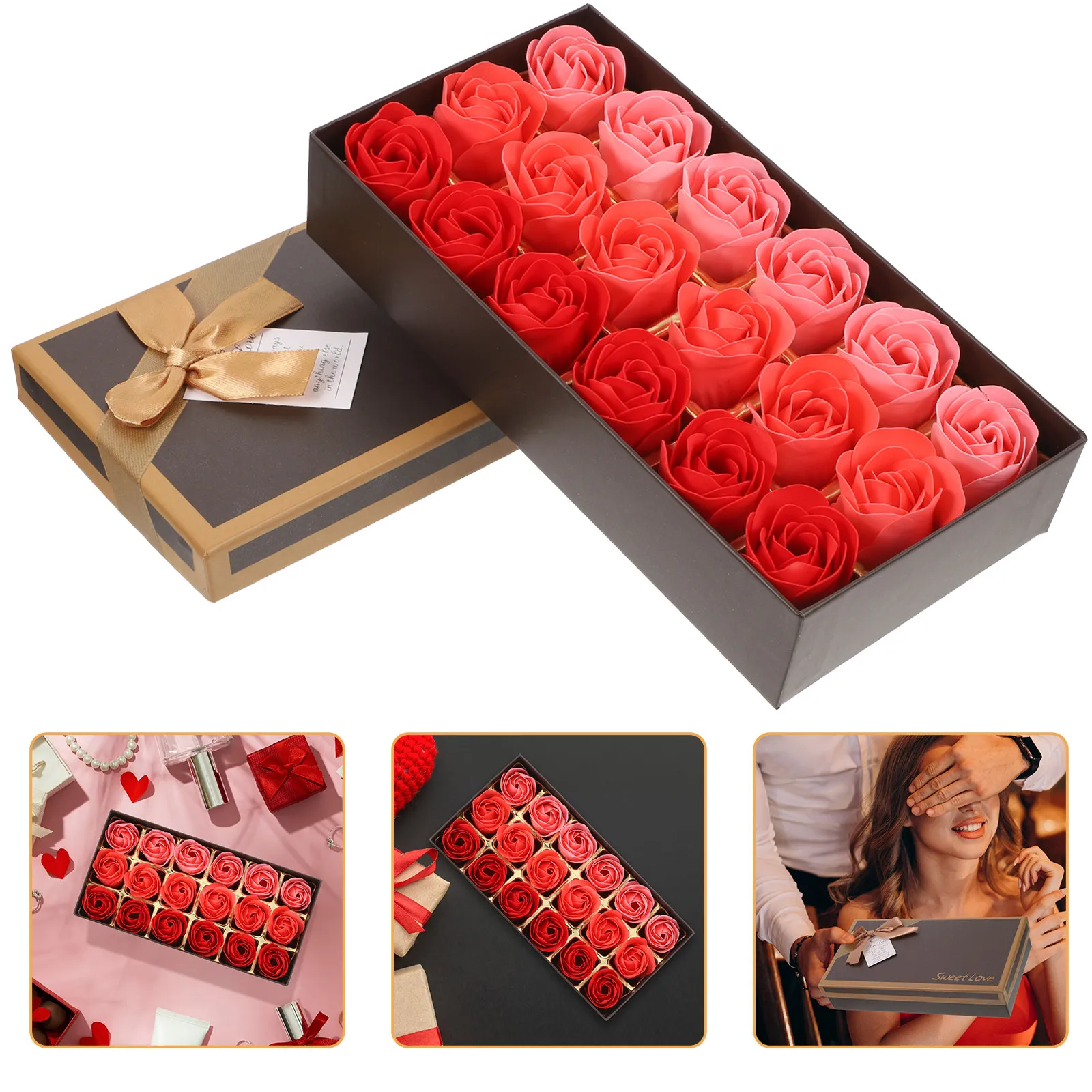 

Искусственные розы в коробке: Изысканный цветочный аромат, декор для ванной, стойкий запах. Подарок на День святого Валентина, День матери, свадьбу.