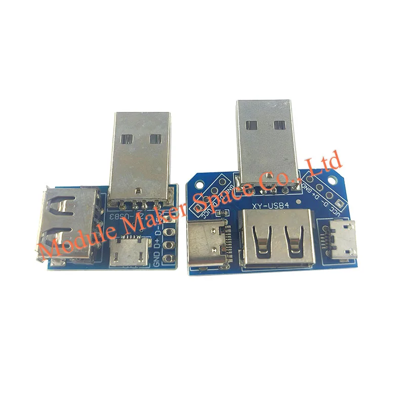 USB Head Switchboard Male USB Connector to Type-c Micro USB Female USB 2.54-4P transfer test board USB adapter plate XY-USB4