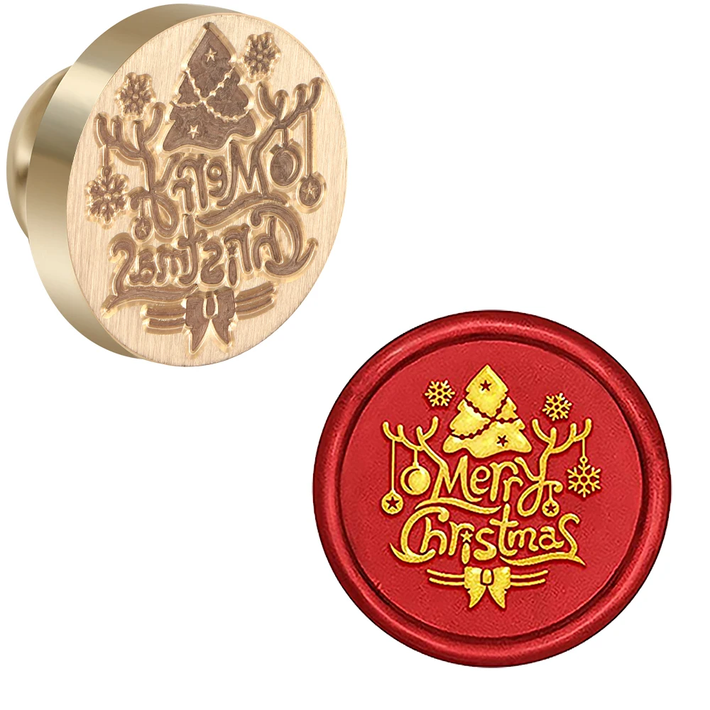Wachssiegelstempel mit Weihnachtsthema, Wachssiegelstempel, austauschbare Messingstempelköpfe zum Dekorieren von Geschenken und Grußkarten