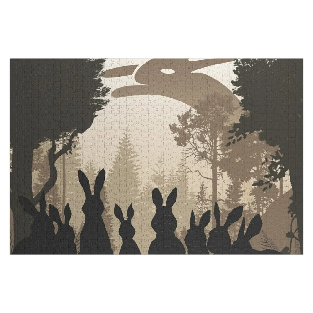 Watership Down foggy forest journey design. Birthday party gifts. Officially licensed merch. Jigsaw Puzzle