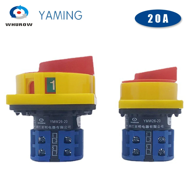 

LW26GS-20/04-2 Cam Switch Two Position Pad Lock Changeover Rotary Isolator Disconnect Selector Silver Contact 20A 690V