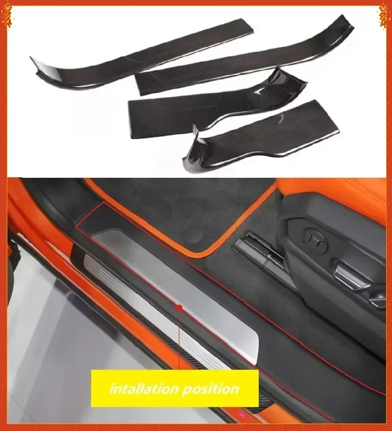 For Lamborghini URUS Real Dry Carbon Fiber Interior Sill Scuff Threshold Plate Trim Auto Styling 2018-2021 Accessories
