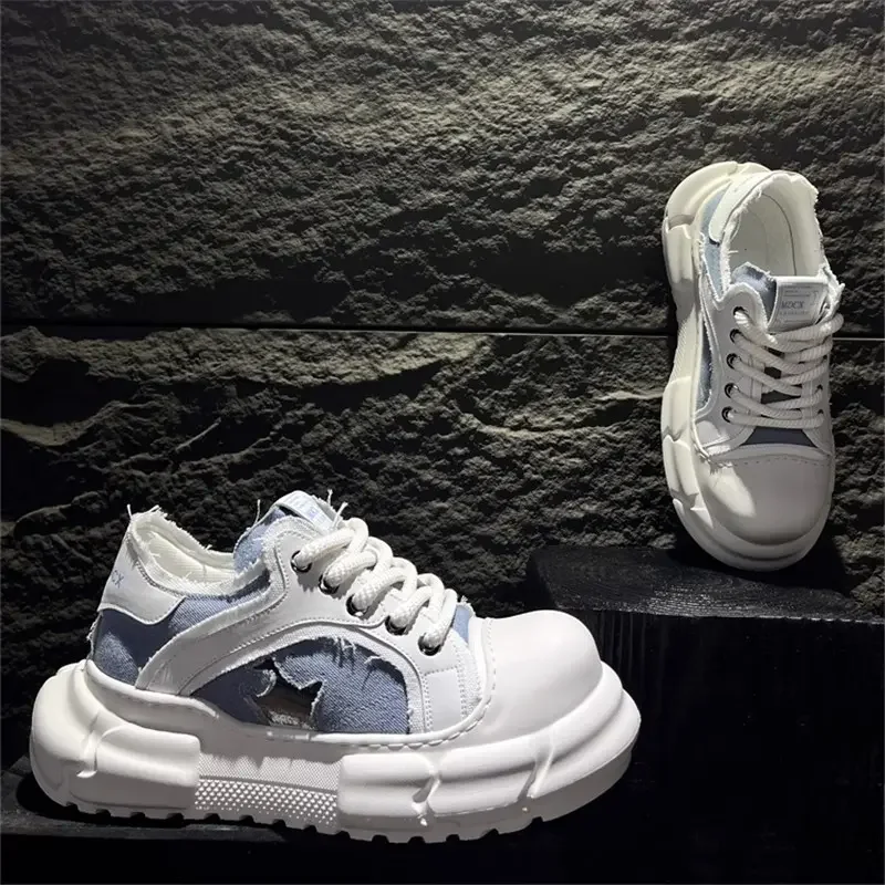 

Новинка 2025 года, дышащая толстая подошва, увеличивающая рост, трендовые повседневные универсальные удобные и модные мужские туфли для доски с большой головкой