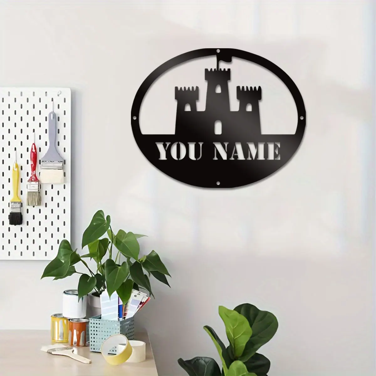 

1pc castle creative Customized Name Metal Wall Signs Iron Wall Plaque For Kids Rooms Decoration