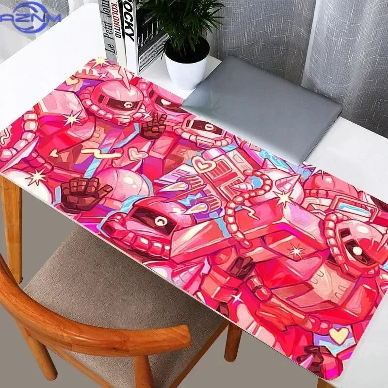 Cute Pink Cartoon Mecha Robot Heart Collage Art Mouse Pad Rubber Non Slip Gaming Desk Mat for Computer Laptop Office Use
