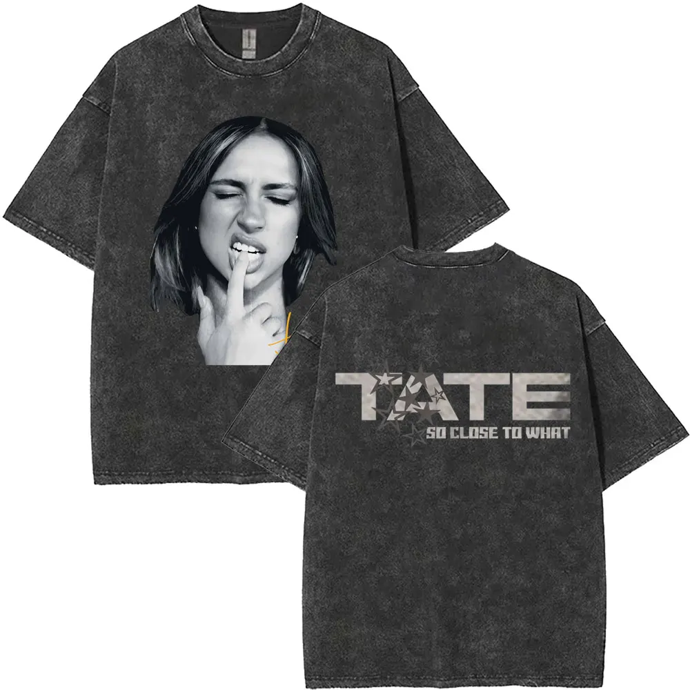 Custom Washed Vintage Tate McRae So Close To What Concert 2025 T-shirt Miss Possessive T Shirts Men Women Fashion Oversized T-sh
