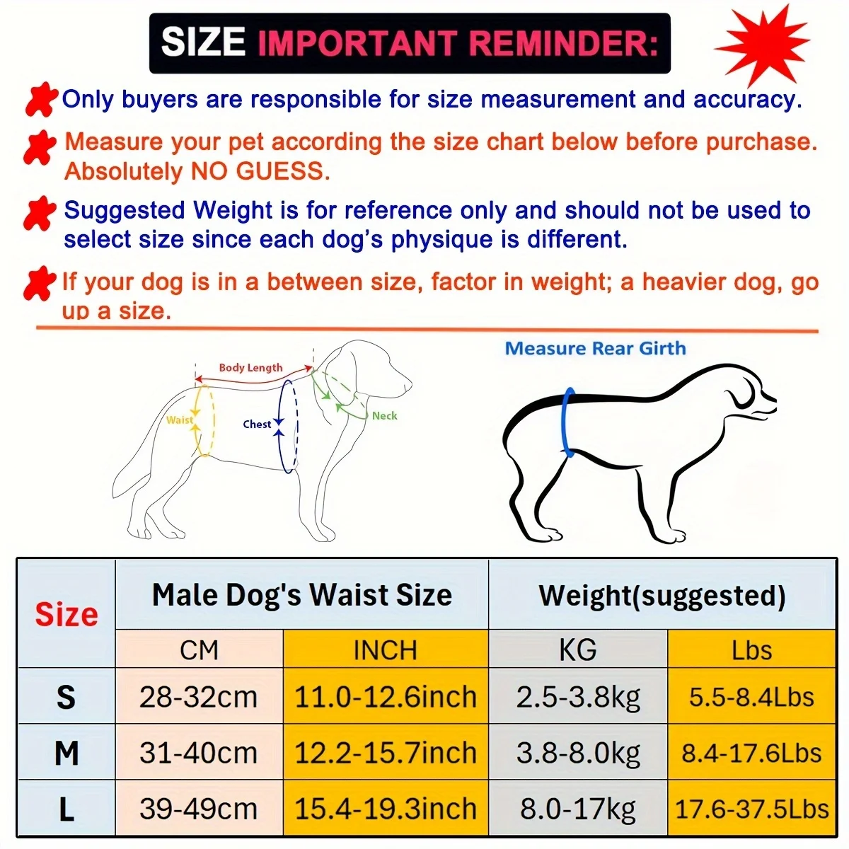 1pc Belly Band Diaper for Male Dogs,  Pet Dog Clothes, Small Medium Size Dog Belly Wrap Leakproof Washable