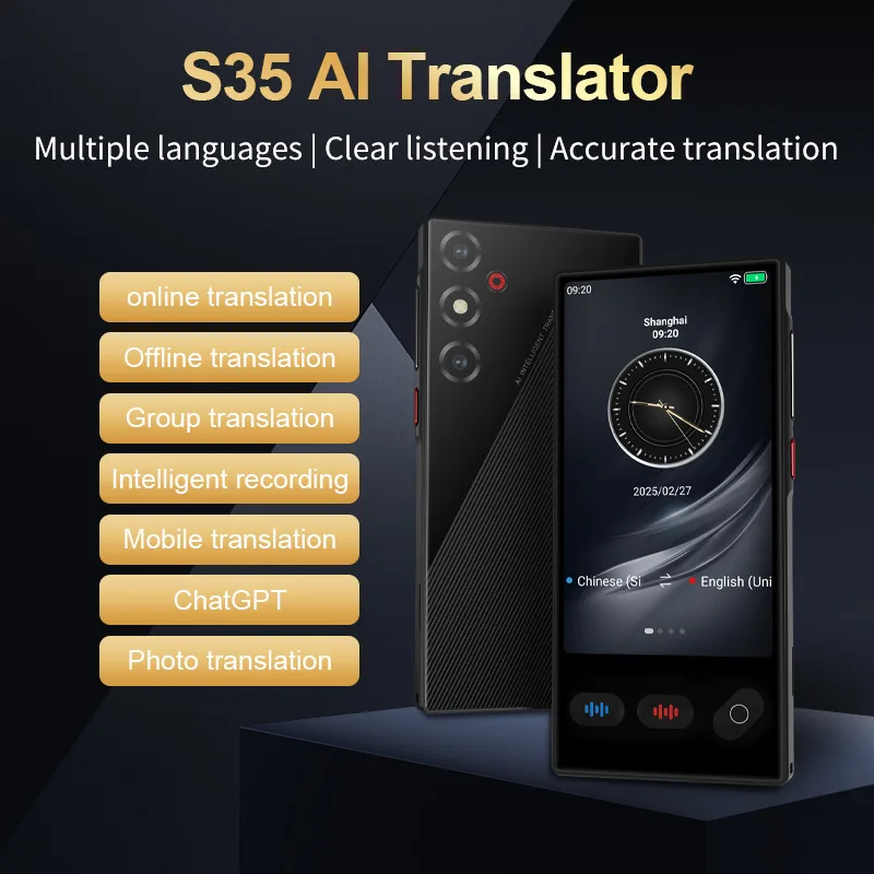 Traductor vocale istantaneo 2025 S35 Traduttore di lingue portatile in tempo reale Il traduttore intelligente supporta 12 lingue offline