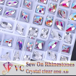 Vc Sew On AB Rhinestone Various Shapes Flatback Glass Crystals for Clothing Wedding Dresses All For Decoration DIY