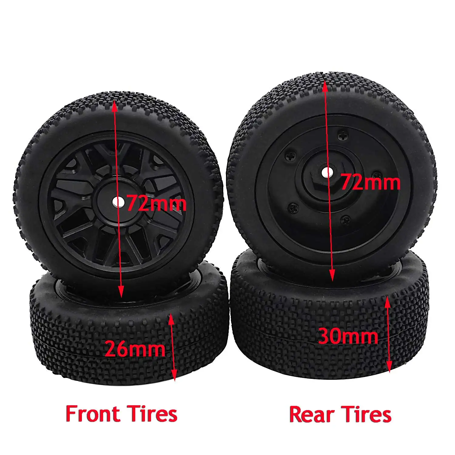 Upgrade RC Car Wheels and Tires 72mm Skidproof Tyres for Wltoys XK 144001 124018 124019 124017 124016 1/12 1/14 RC Off-Road Car