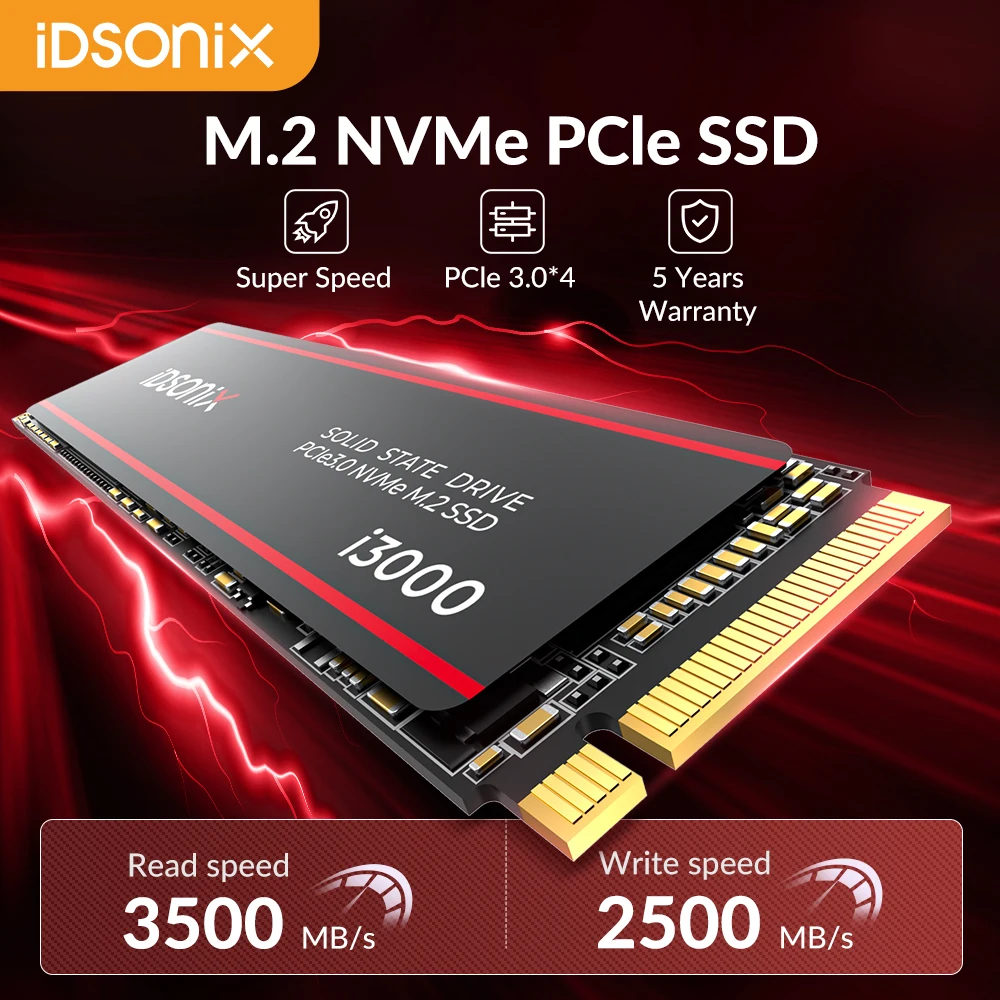 Твердотельный накопитель iDsonix PCIe3.0 NVMe M.2 SSD 1 ТБ 2 ТБ Внутренний твердотельный накопитель M.2 M Key 2280 для ноутбука Настольный HDD SSD