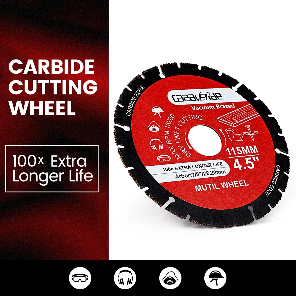 

4.5“/115mm Vacuum Brazed Carbide Circular Cutting Disc Wheel Cutting for Wood Boards,Gypsum Boards,Fiberglass Board,Plastics,Etc